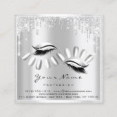 Makeup Artist Eyelash Extension Grey Drives Nails Vierkante Visitekaartje (Achterkant)