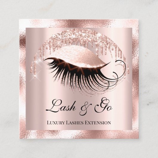 Makeup Artist Eyelash Extension Roos Lux Logo Vierkante Visitekaartje (Voorkant)