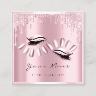 Makeup Artist Eyelash Extension Roze Drivers Nails Vierkante Visitekaartje