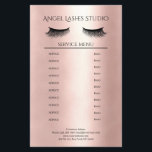 Makeup Artist Eyelash Extensions beidseitig Flyer<br><div class="desc">Maskenbildner-Kosmetiker- Eyelash Extensions-Flyer-Preisliste in Roos-Goldfarben. Über " weiteres personalisieren" können Sie Schriftart,  Farbe,  Position etc. individuell wählen und verändern. Bei diesem Produkt werden keine Goldpartikel / Glitzer verwendet,  Roos-Gold ist nur der Farbton.</div>