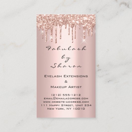 Makeup Artist Eyelash Glitter Drift Roos Brows Visitekaartje (Achterkant)