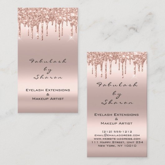 Makeup Artist Eyelash Glitter Drift Roos Visitekaartje (Voorkant / Achterkant)