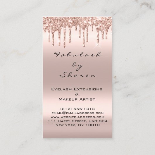 Makeup Artist Eyelash Glitter Drift Roos Visitekaartje (Achterkant)