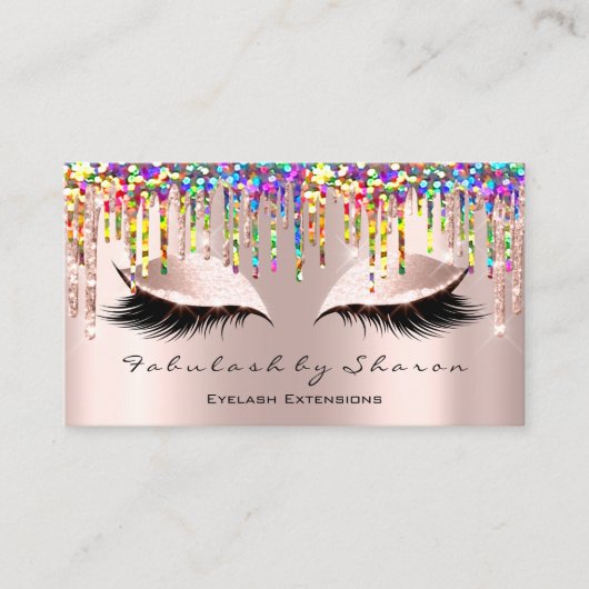 Makeup Artist Eyelash Glitter Roos Holograp Visitekaartje (Voorkant)