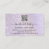 Makeup Artist Eyelash Haar Brows QR Code Paars Visitekaartje (Achterkant)