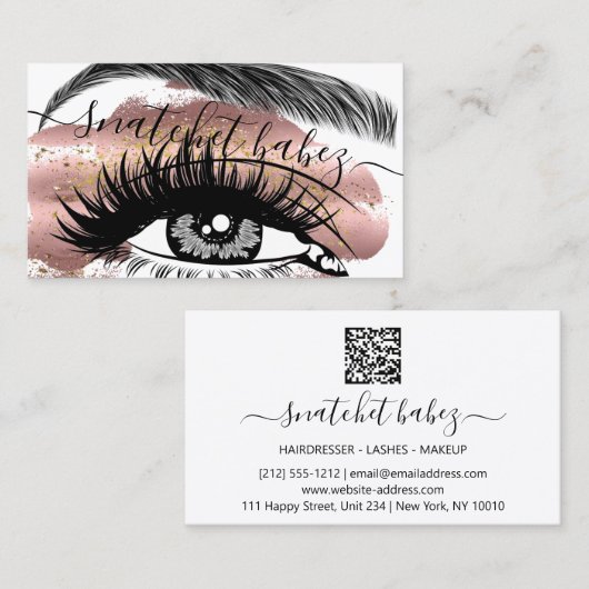 Makeup Artist Eyelash Haar Brows QR Code Paint Visitekaartje (Voorkant / Achterkant)