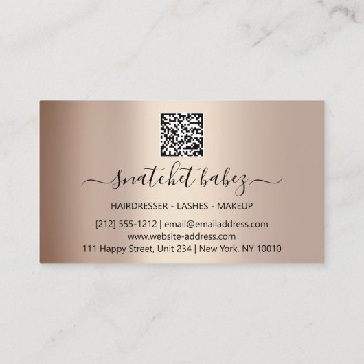 Makeup Artist Eyelash Haar Brows QR Code Roos Visitekaartje (Achterkant)