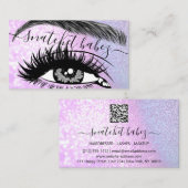 Makeup Artist Eyelash Haar Brows QR Code Roze Visitekaartje (Voorkant / Achterkant)