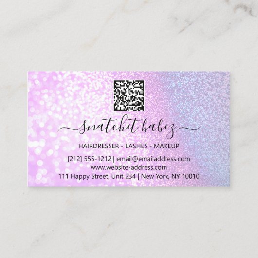 Makeup Artist Eyelash Haar Brows QR Code Roze Visitekaartje (Achterkant)