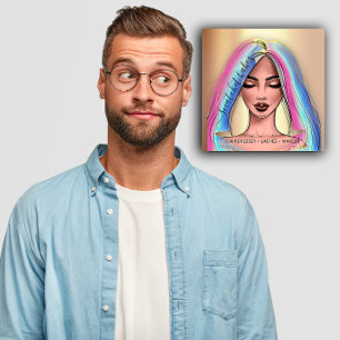 Makeup Artist Eyelash Hair Brow Lip Face Holograaf Vierkante Visitekaartje