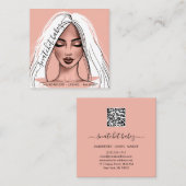 Makeup Artist Eyelash Hair Brows Lips Blush Girl Vierkante Visitekaartje (Voorkant / Achterkant)