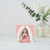Makeup Artist Eyelash Hair Brows Lips Blush Girl Vierkante Visitekaartje (Staand voorkant)