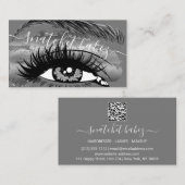 Makeup Artist Eyelash Hair Brows QR Grey Visitekaartje (Voorkant / Achterkant)