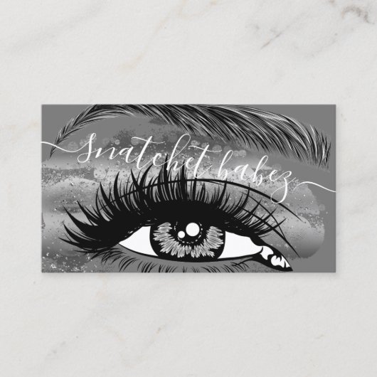 Makeup Artist Eyelash Hair Brows QR Grey Visitekaartje (Voorkant)