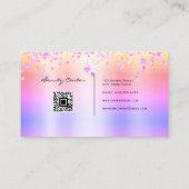 Makeup Artist Eyelash Holographic Glitter QR Roze Visitekaartje (Achterkant)