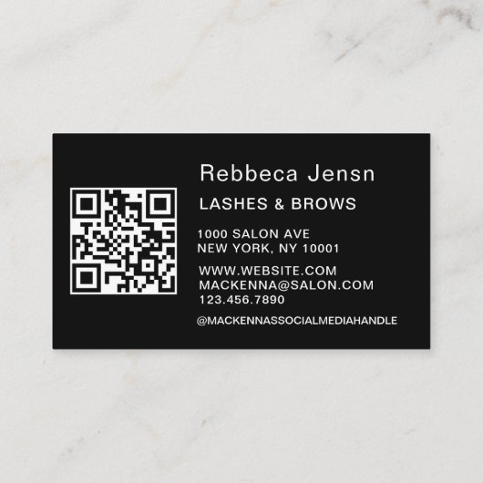 Makeup Artist Eyelash Lashes Black & White script Visitekaartje (Achterkant)