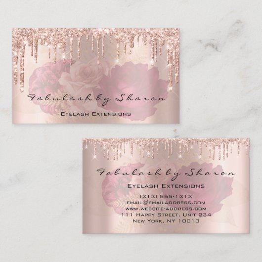 Makeup Artist Eyelash Lashes Florals Drift Roos Visitekaartje (Voorkant / Achterkant)