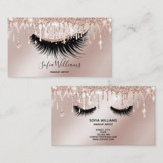 Makeup Artist Eyelash Lashes Glitter Drift Roos Visitekaartje (Voorkant / Achterkant)