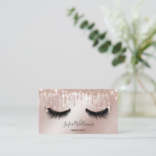 Makeup Artist Eyelash Lashes Glitter Drift Roos Visitekaartje (Staand voorkant)