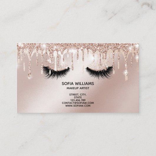 Makeup Artist Eyelash Lashes Glitter Drift Roos Visitekaartje (Achterkant)