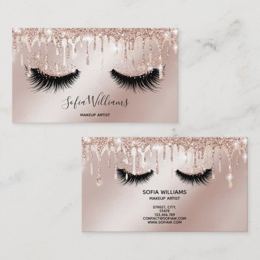 Makeup Artist Eyelash Lashes Glitter Drift Roos Visitekaartje (Voorkant / Achterkant)
