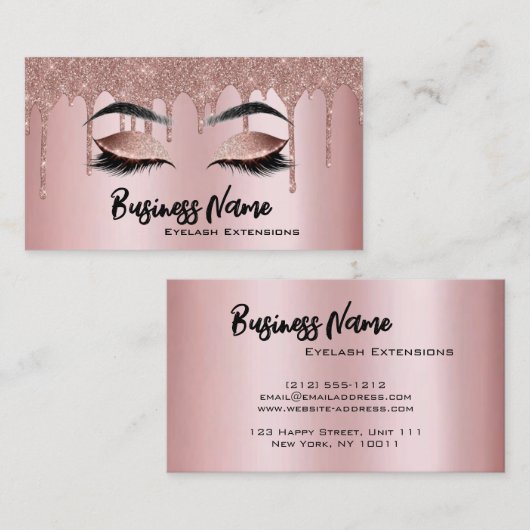 Makeup Artist Eyelash Lashes Glitter Drift Roos Visitekaartje (Voorkant / Achterkant)