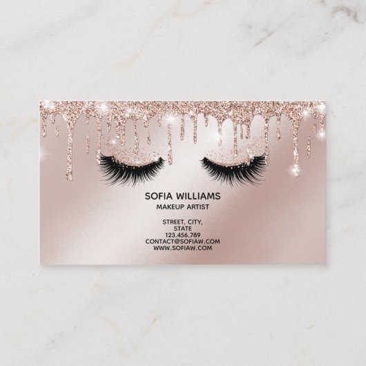 Makeup Artist Eyelash Lashes Glitter Drift Roos Visitekaartje (Achterkant)