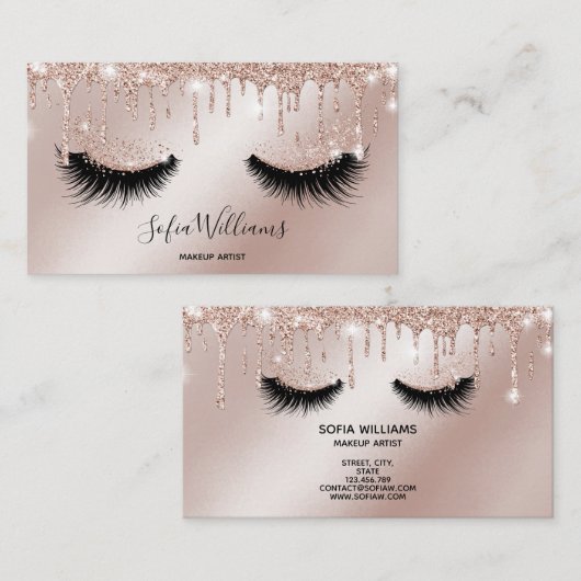 Makeup Artist Eyelash Lashes Glitter Drift Roos Visitekaartje (Voorkant / Achterkant)