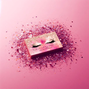 Makeup Artist Eyelash Lashes Glitter Drift Roze Visitekaartje