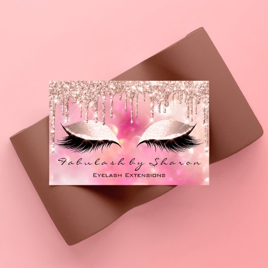 Makeup Artist Eyelash Lashes Glitter Drift Roze Visitekaartje