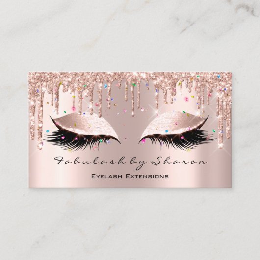 Makeup Artist Eyelash Lashes Glitter Drip Confetti Visitekaartje (Voorkant)