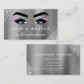 Makeup Artist Eyelash Lashes Glitter Silver Visitekaartje (Voorkant / Achterkant)