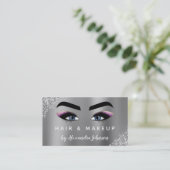 Makeup Artist Eyelash Lashes Glitter Silver Visitekaartje (Staand voorkant)