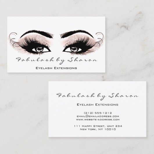 Makeup Artist Eyelash Lashes Glitter White New Visitekaartje (Voorkant / Achterkant)
