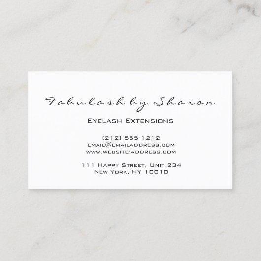 Makeup Artist Eyelash Lashes Glitter White New Visitekaartje (Achterkant)