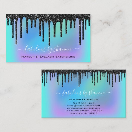 Makeup Artist Eyelash Lashes Holographic Black Visitekaartje (Voorkant / Achterkant)