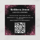 Makeup Artist Eyelash Lashes Pink Glitter script Vierkante Visitekaartje (Achterkant)