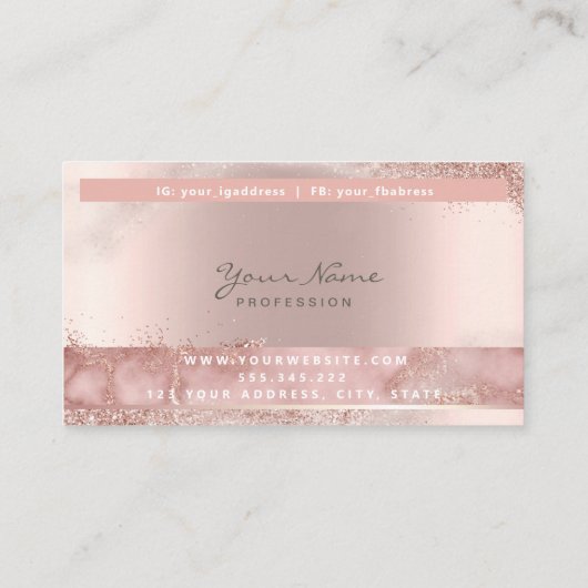 Makeup Artist Eyelash Lashes Rosegold script Visitekaartje (Achterkant)