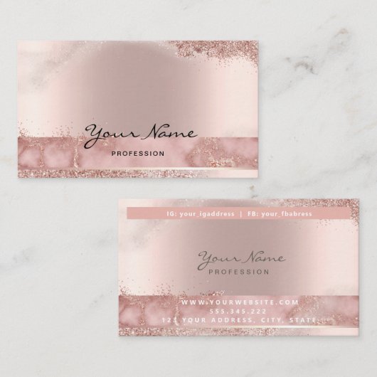 Makeup Artist Eyelash Lashes Rosegold script Visitekaartje (Voorkant / Achterkant)