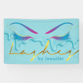 Makeup Artist Eyelash Lashes Verf Drijvingen Blauw Spandoek (Horizontaal)