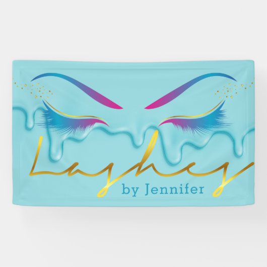 Makeup Artist Eyelash Lashes Verf Drijvingen Blauw Spandoek (Horizontaal)