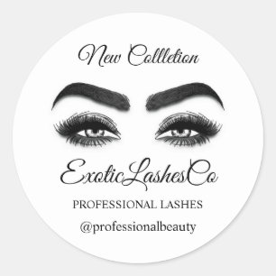 Makeup Artist Eyelash Logo Black White Ronde Sticker