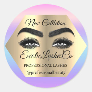 Makeup Artist Eyelash Logo Glitter Packaging Ronde Sticker