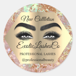 Makeup Artist Eyelash Logo Glitter Packaging SPA Ronde Sticker