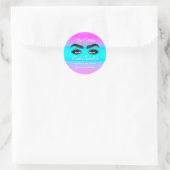 Makeup Artist Eyelash Logo Paars Ombre Blauw Roze Ronde Sticker (Tas)