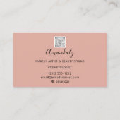 Makeup Artist Eyelash Logo QRCODE Roos Confetti Visitekaartje (Achterkant)