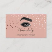 Makeup Artist Eyelash Logo QRCODE Roos Confetti Visitekaartje (Voorkant)
