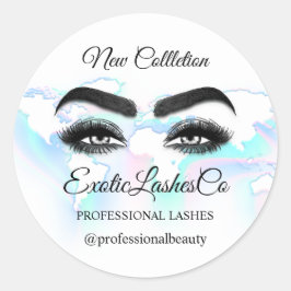 Makeup Artist Eyelash Logo World Blue Map Ronde Sticker