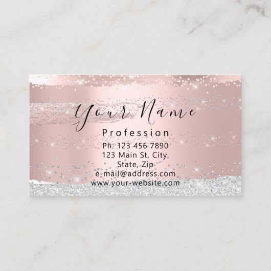 Makeup Artist Eyelash Microblading Silver Roos Visitekaartje (Achterkant)