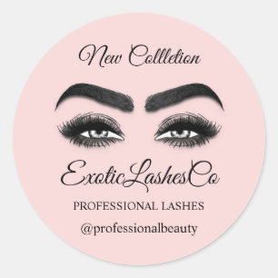 Makeup Artist Eyelash Packaging Cleaner Pink Rose Ronde Sticker